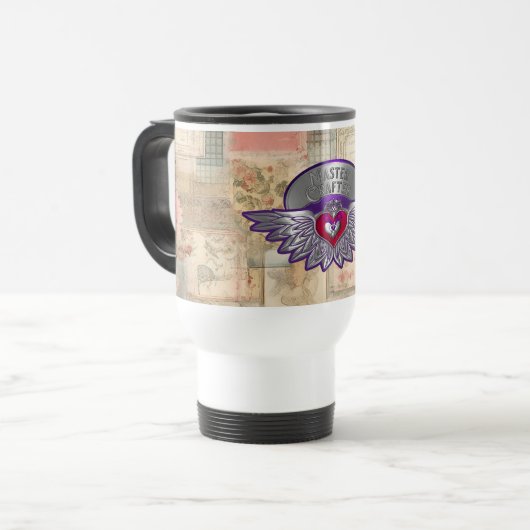 Scrapbookers Master Abzeichen Travel Mug Reisebecher (Vorderseite Links)