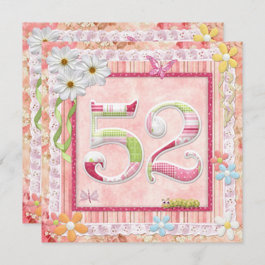 Scrapbooking 52. Geburtstag Einladung (Vorne/Hinten)