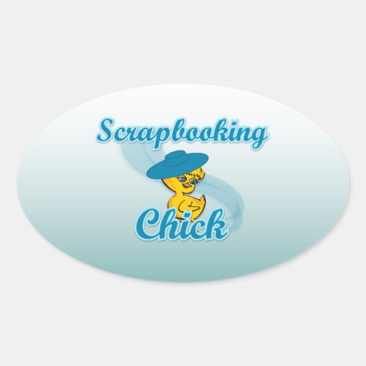 Scrapbooking Chick #3 Ovaler Aufkleber (Vorderseite)