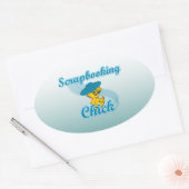Scrapbooking Chick #3 Ovaler Aufkleber (Umschlag)