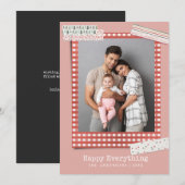 Scrapbooking Feiertage | Gingham-Rahmen Foto Feiertagskarte (Vorne/Hinten)