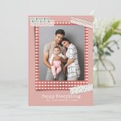 Scrapbooking Feiertage | Gingham-Rahmen Foto Feiertagskarte (Stehend Vorderseite)
