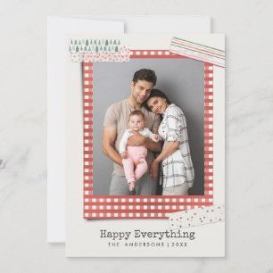 Scrapbooking Feiertage   Gingham-Rahmen Foto Feiertagskarte