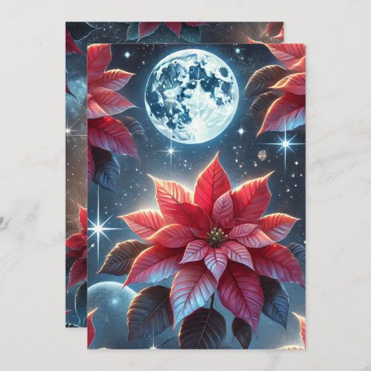 Scrapbooking Printable Moonlit Poinsettia Muster Einladung (Vorne/Hinten)
