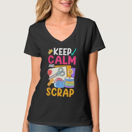 Scrapbooking Scrapbooker Keep Calm and Scrap T-Shirt (Vorderseite)