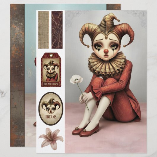 Scrapbooking Sheet whimsical gothic illustration Briefbogen (Vorne/Hinten)