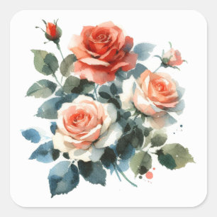 Scrapbooking Sticker Wasserfarben-Rose