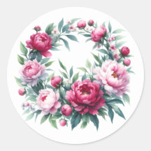 Scrapbooking Sticker Wasserfarbenpeonieren Wreath