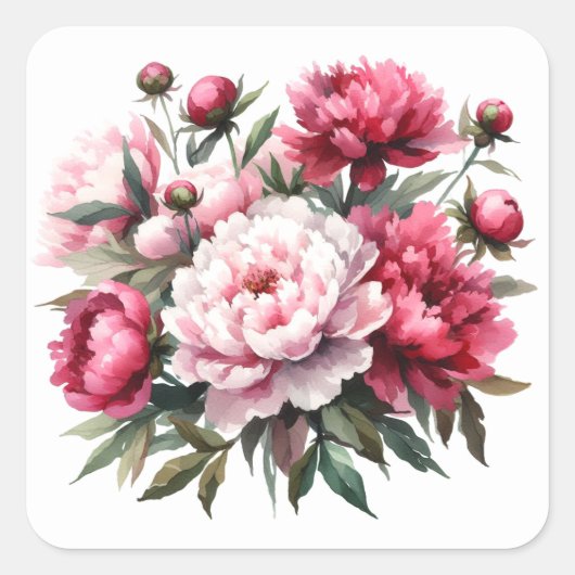 Scrapbooking Sticker Wasserfarbenpeonys (Vorderseite)