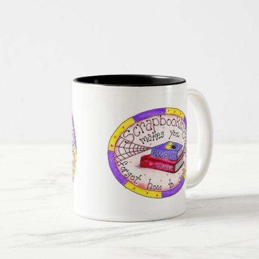 Scrapbooking und Kochen Zweifarbige Tasse (VorderseiteRechts)