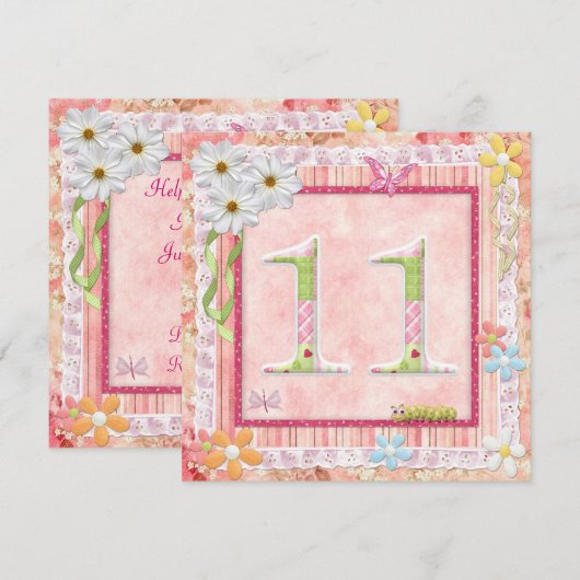 Scrapbooking zum 11. Geburtstag Einladung (Vorne/Hinten)