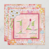 Scrapbooking zum 14. Geburtstag Einladung (Vorne/Hinten)