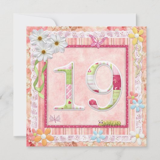 Scrapbooking zum 19. Geburtstag Einladung (Vorderseite)
