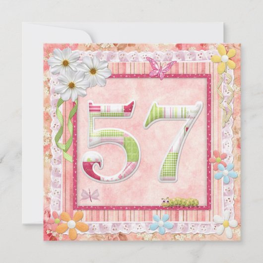 Scrapbooking zum 57. Geburtstag Einladung (Vorderseite)