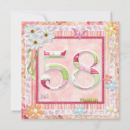 Scrapbooking zum 58. Geburtstag Einladung (Vorderseite)