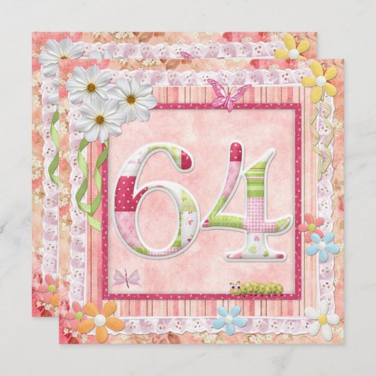 Scrapbooking zum 64. Geburtstag Einladung (Vorne/Hinten)