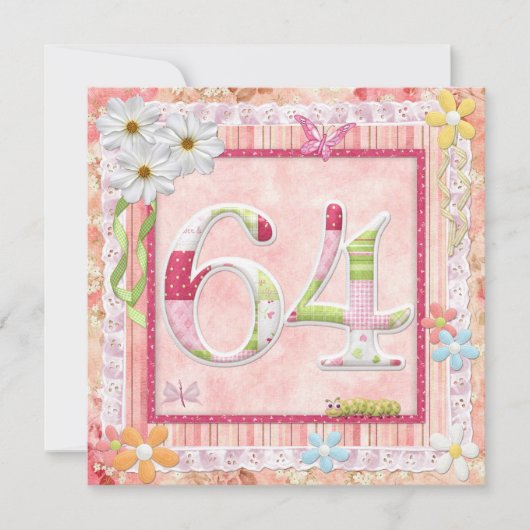 Scrapbooking zum 64. Geburtstag Einladung (Vorderseite)