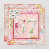 Scrapbooking zum 67. Geburtstag Einladung (Vorne/Hinten)