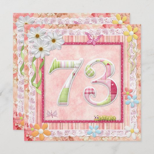 Scrapbooking zum 73. Geburtstag Einladung (Vorne/Hinten)