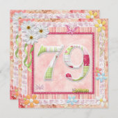 Scrapbooking zum 79. Geburtstag Einladung (Vorne/Hinten)