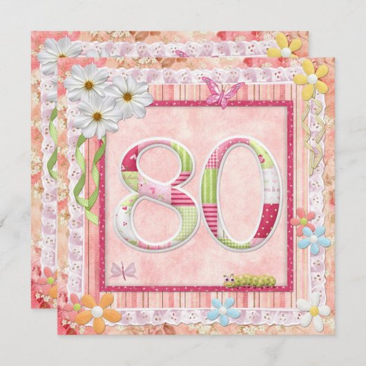 Scrapbooking zum 80. Geburtstag Einladung (Vorne/Hinten)