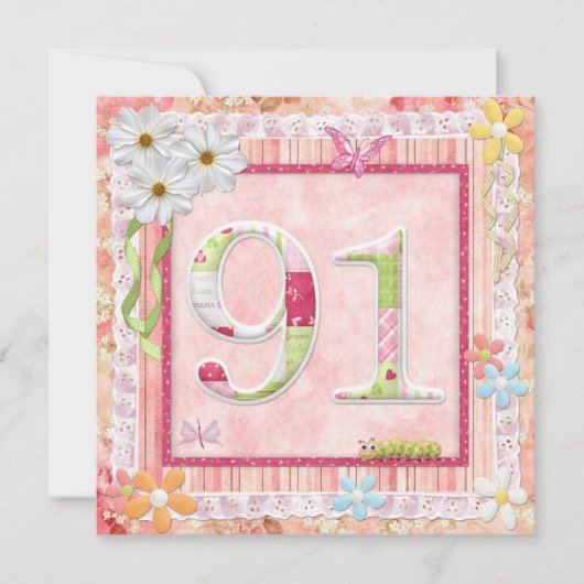 Scrapbooking zum 91. Geburtstag Einladung (Vorderseite)