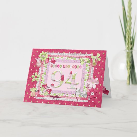 Scrapbooking zum 94. Geburtstag Karte (Vorderseite)