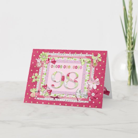 Scrapbooking zum 98. Geburtstag Karte (Vorderseite)