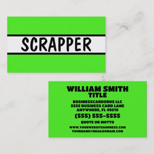 Scrapper Neon Green Visitenkarte (Vorne/Hinten)