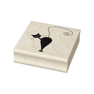 Scrappy Cat Black Kitty Custom Gummi Briefmarke Gummistempel