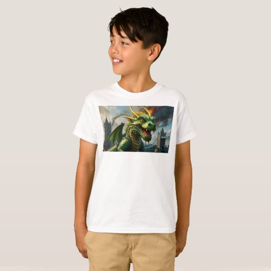 Scratch the Terrifying Dragon Fantasy Art T-Shirt (Vorne ganz)