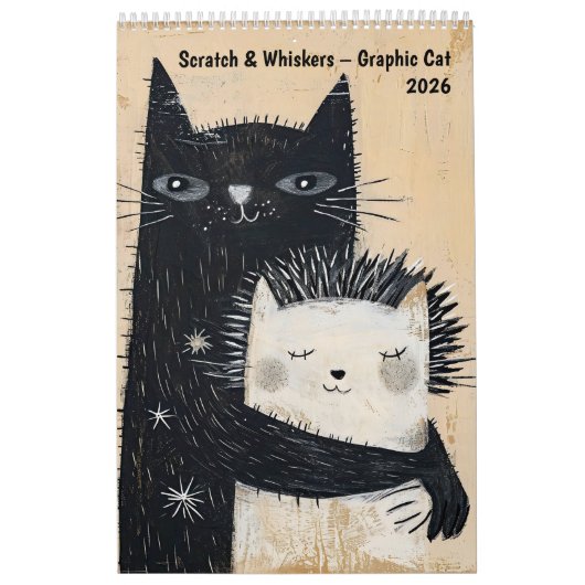 Scratch & Whiskers – Graphic Cat Calendar 2026 Kalender (Titelbild)