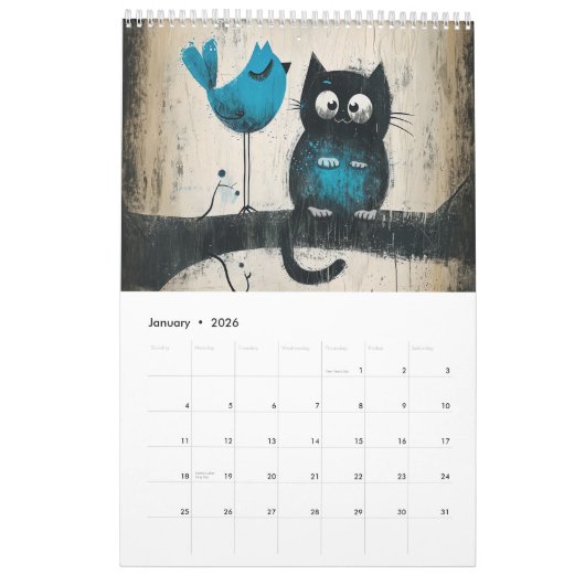 Scratch & Whiskers – Graphic Cat Calendar 2026 Kalender (Jan 2026)