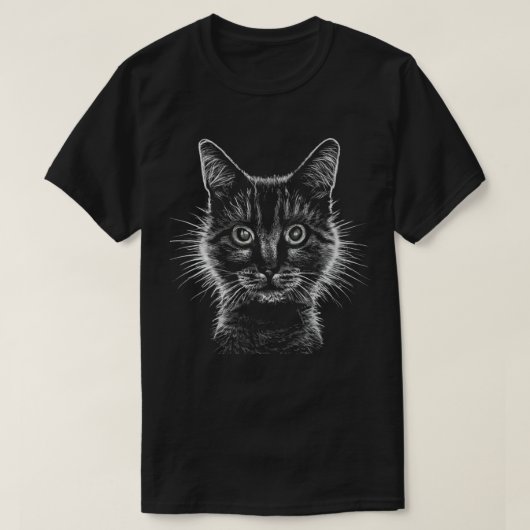 Scratchboard Fuzzy Cat T - Shirt (Design vorne)