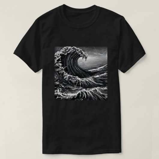 Scratchboard Graphic Tsunami T-Shirt (Design vorne)