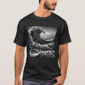 Scratchboard Graphic Tsunami T-Shirt (Vorderseite)