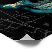 Scratched Australian Dj Skull mit Kopfhörern Poster (Ecke)