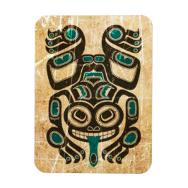 Scratched Blue and Black Haida Spirit Tree Frog Magnet