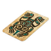Scratched Blue and Black Haida Spirit Tree Frog Magnet (Linke Seite)