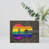 Scratched Rainbow Gay Pride Flag Acoustic Guitar Postkarte (Stehend Vorderseite)