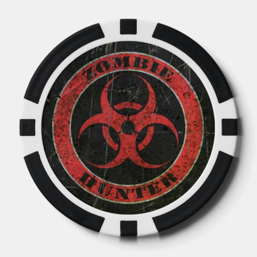 Scratched Red and Black Bio Hazard Zombie Hunter Pokerchips (Vorderseite)