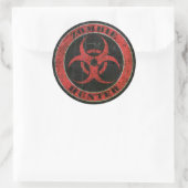 Scratched Red and Black Bio Hazard Zombie Hunter Runder Aufkleber (Tasche)