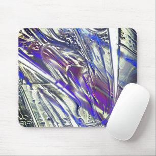 Scratched Spuren auf silberne Textur unter blauem Mousepad