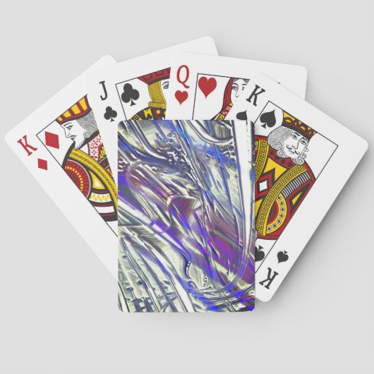 Scratched Spuren auf silberne Textur unter blauem  Spielkarten (Rückseite)