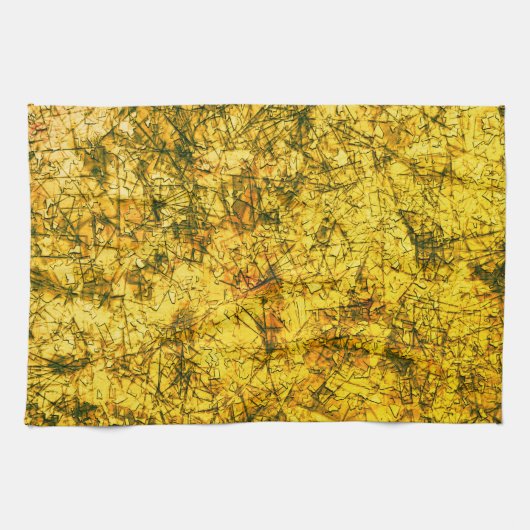 Scratches auf einem leicht gepunkteten ochgelben B Geschirrtuch (Horizontal)