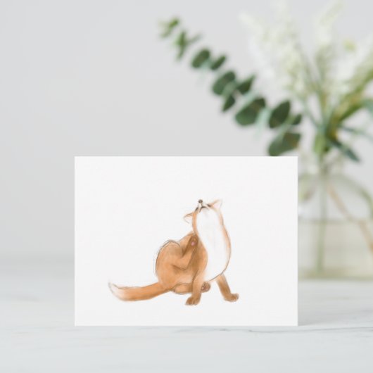 Scratching fox postkarte (Stehend Vorderseite)