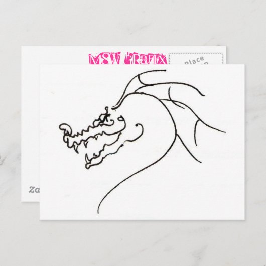 Scrawl Dragon Postkarte (Vorne/Hinten)