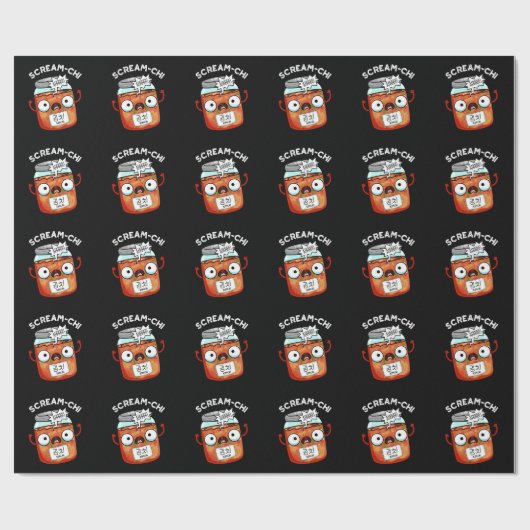 Scream chi Funny Kimchi Puns Dark BG Geschenkpapier (Flach)