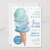 Scream FOUR Ice Cream Birthday Party Invitation Einladung (Vorderseite)