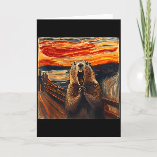 Scream Groundhog Artistic Groundhog Day Funny Anim Karte (Vorderseite)